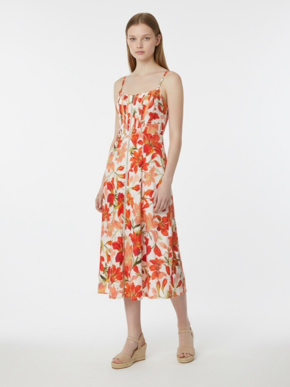 NWT Zimmermann White Sundress with Red and Green Floral Print